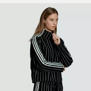 Adidas Originals 2pc Set Jacket  Pants Black Mint Pinstripe Cotton Denim L-XL/XL